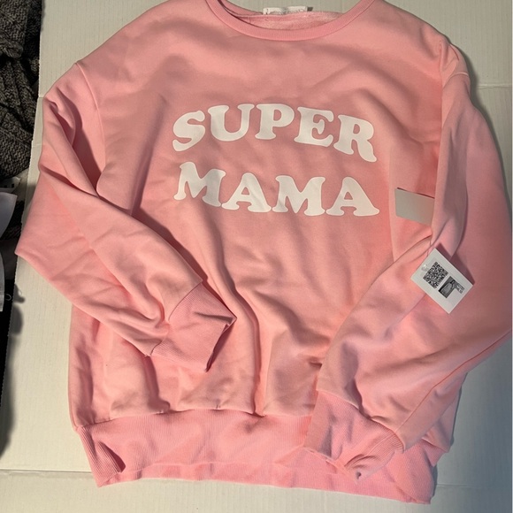 Tops - Pink 'Super Mama' Sweatshirt size S